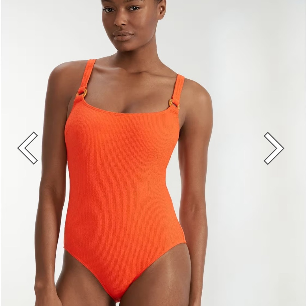 Textured Scoop One-Piece Swimsuit in Vibrant Orange - Picture 3 of 7